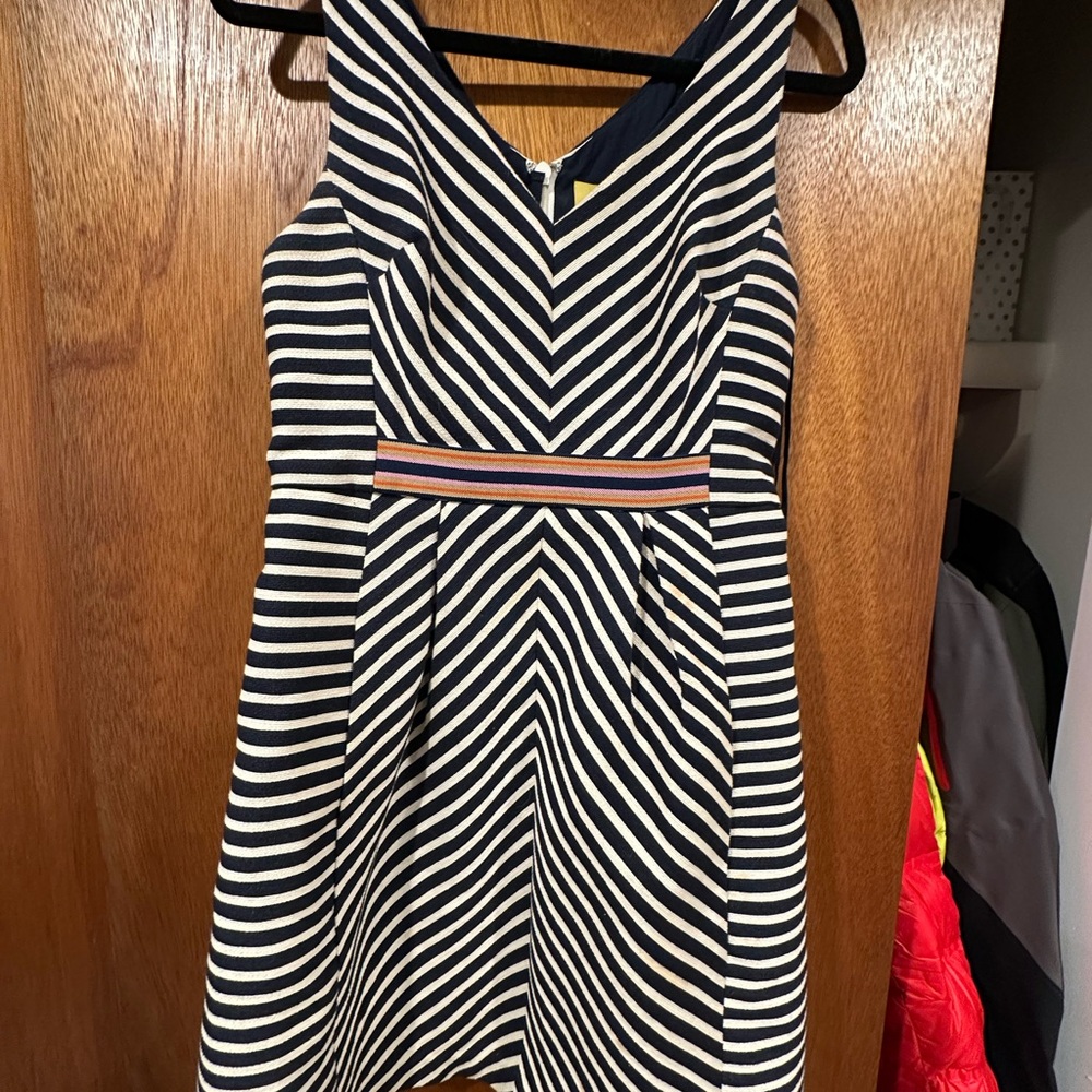 Maeve Navy and Cream Striped Dress